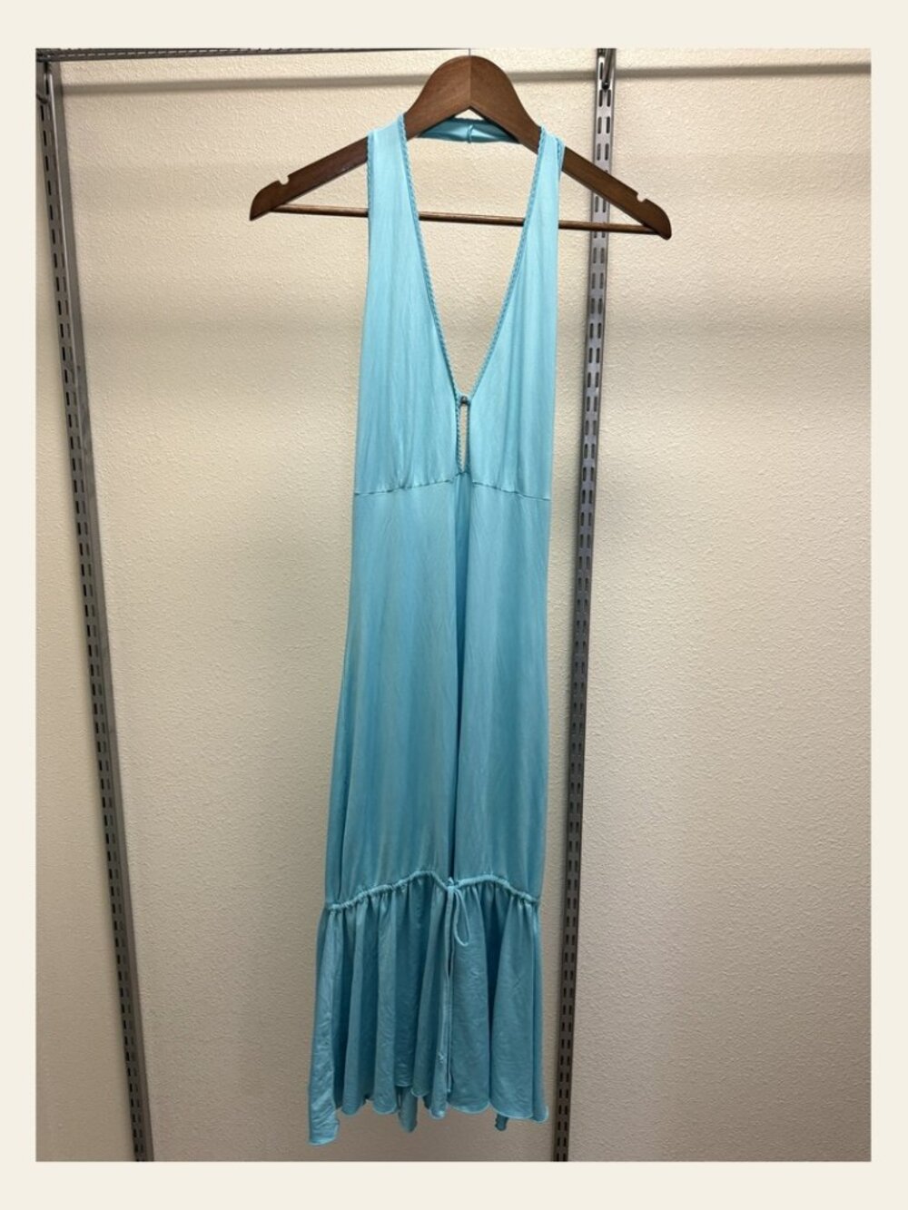 CLASS Roberto Cavalli Turquoise Halter Midi Dress Crystal Bead IT 44 US 10